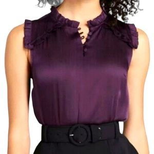 ModCloth Deep Plum Purple blouse with ruffled edge detailing 2X